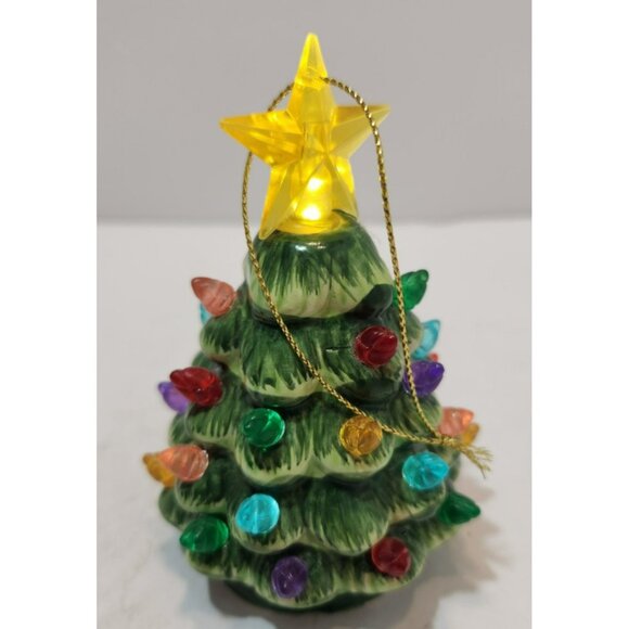 Vintage Mr. Christmas Mini Ceramic Light Up Christmas Tree Ornament 4.5" Battery - Picture 9 of 14